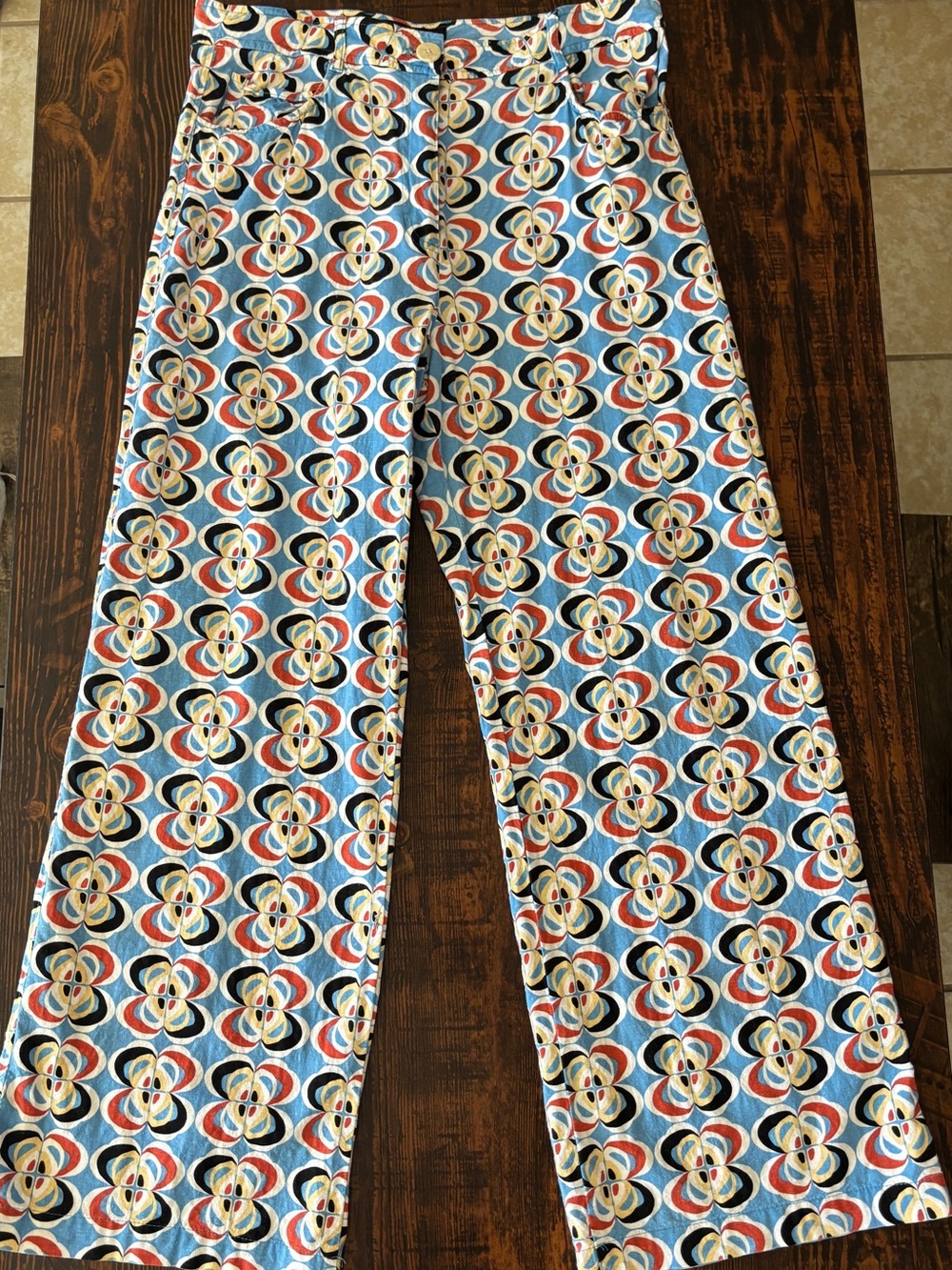 Patterned Wide Leg Pants